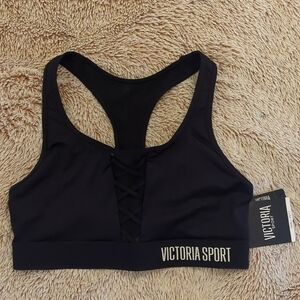 NWT Victoria Secret Sport small black sport bra with mesh detailing